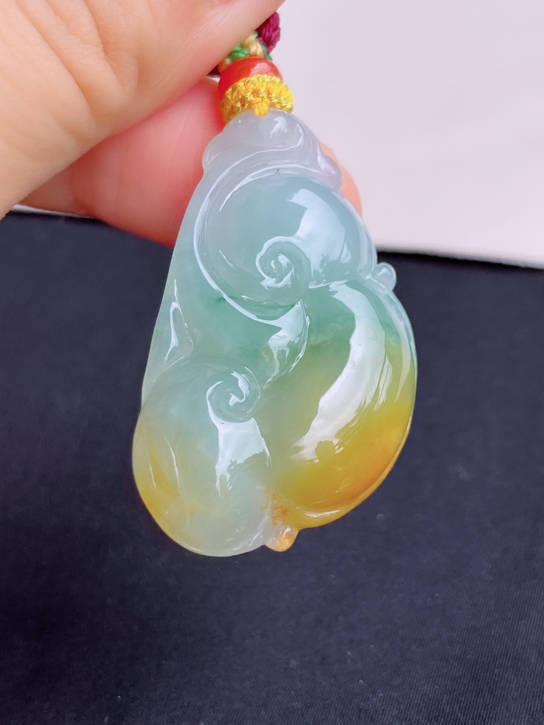 三彩如意，特色，尺寸38.8/24/7.8/自然光实拍