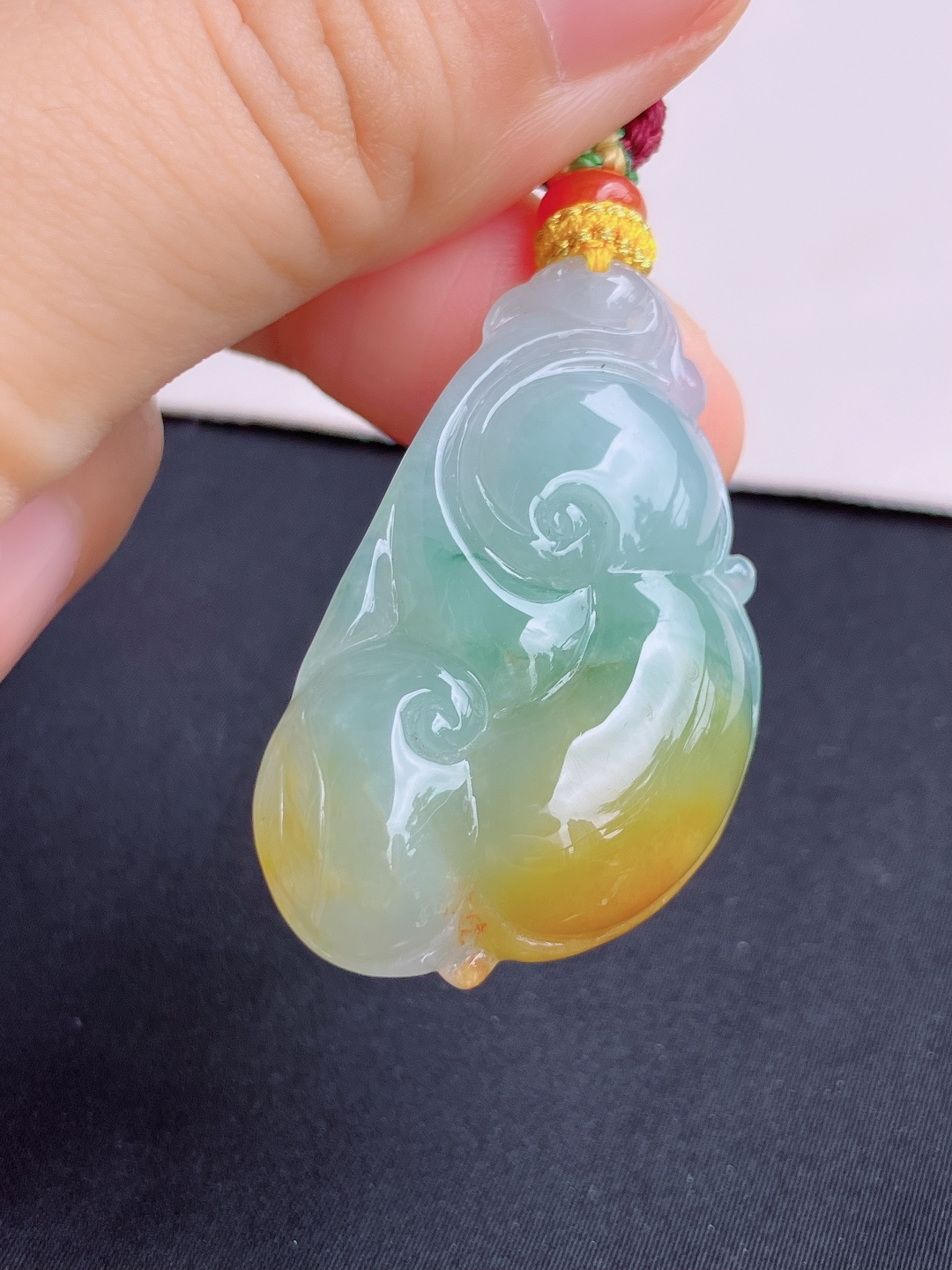 三彩如意，特色，尺寸38.8/24/7.8/自然光实拍