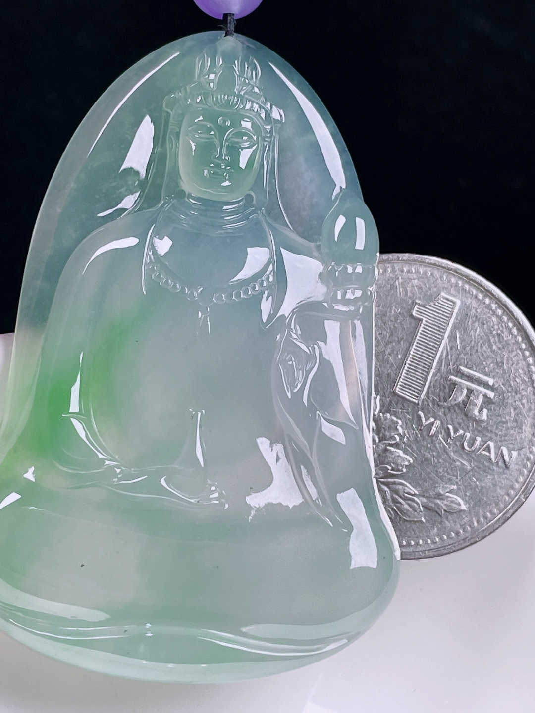 ️冰绿观音，老种起光，细底通透，尺寸：51.8/34.7/6mm0716