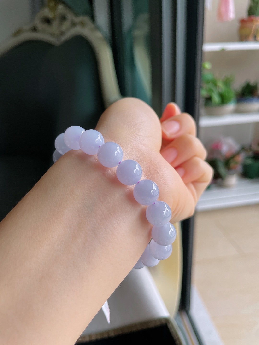缅甸天然翡翠A货，冰手串，尺寸：10mm。【编3952】