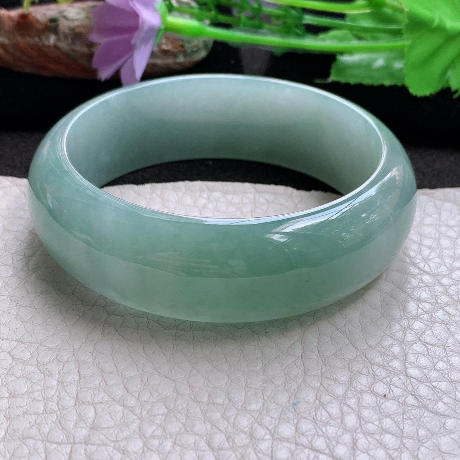 js稀有款58.5*19.8*8.2招财轮胎镯 缅甸翡翠a货玉手镯半山水正圈玉手环