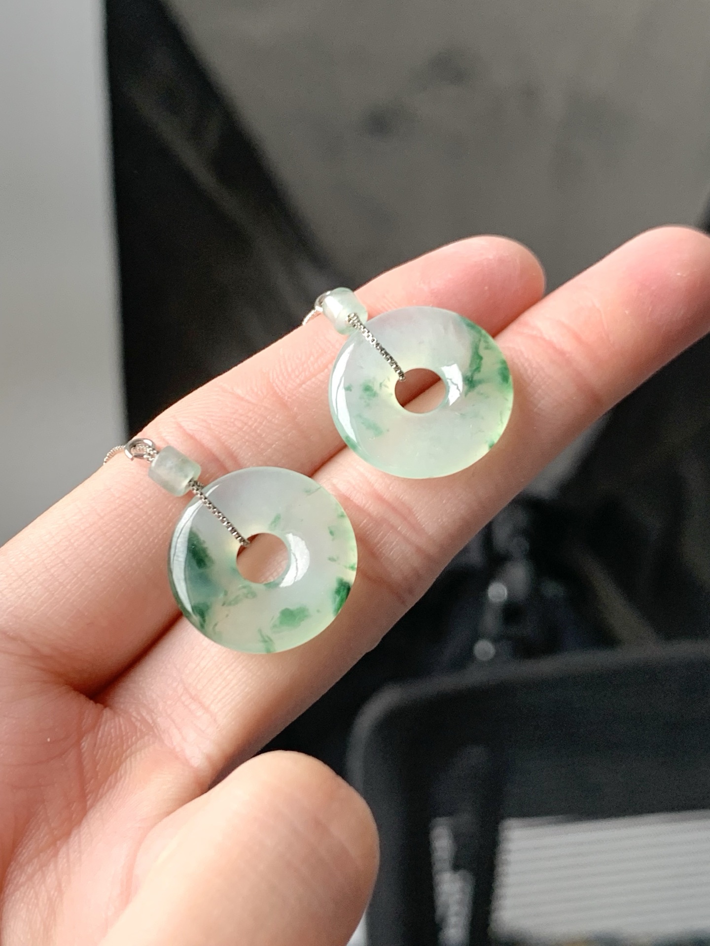 冰飘花平安扣 优美飘花 亮丽细腻 尺寸18-3.3【LJJ-XM0715】