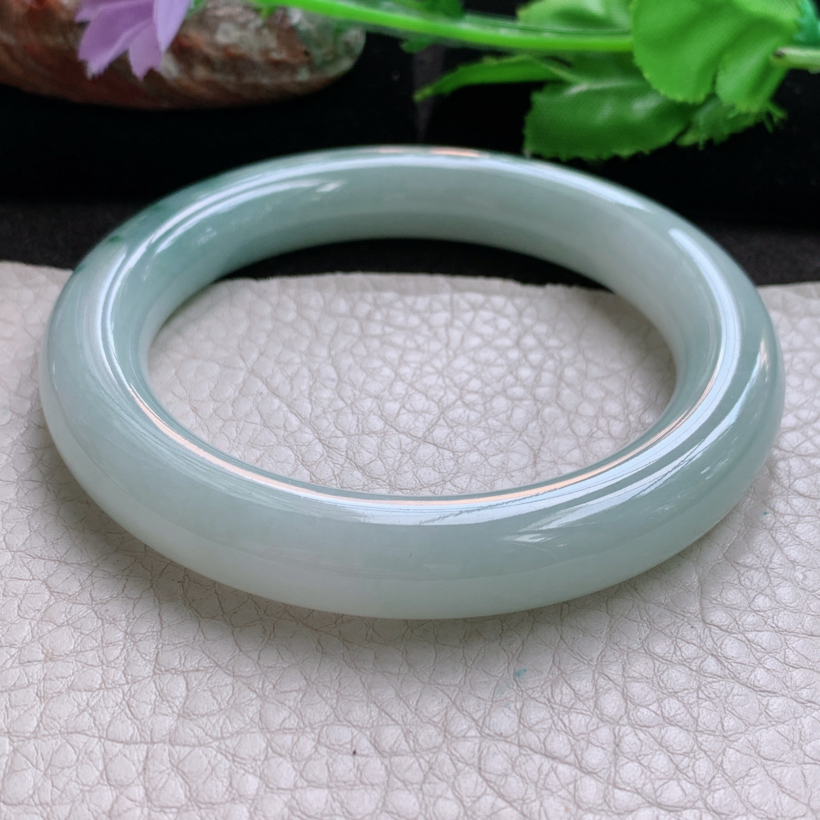 js大圈口60*11.5*11.8胖圆镯 缅甸翡翠a货玉手镯飘花圆条玉手环