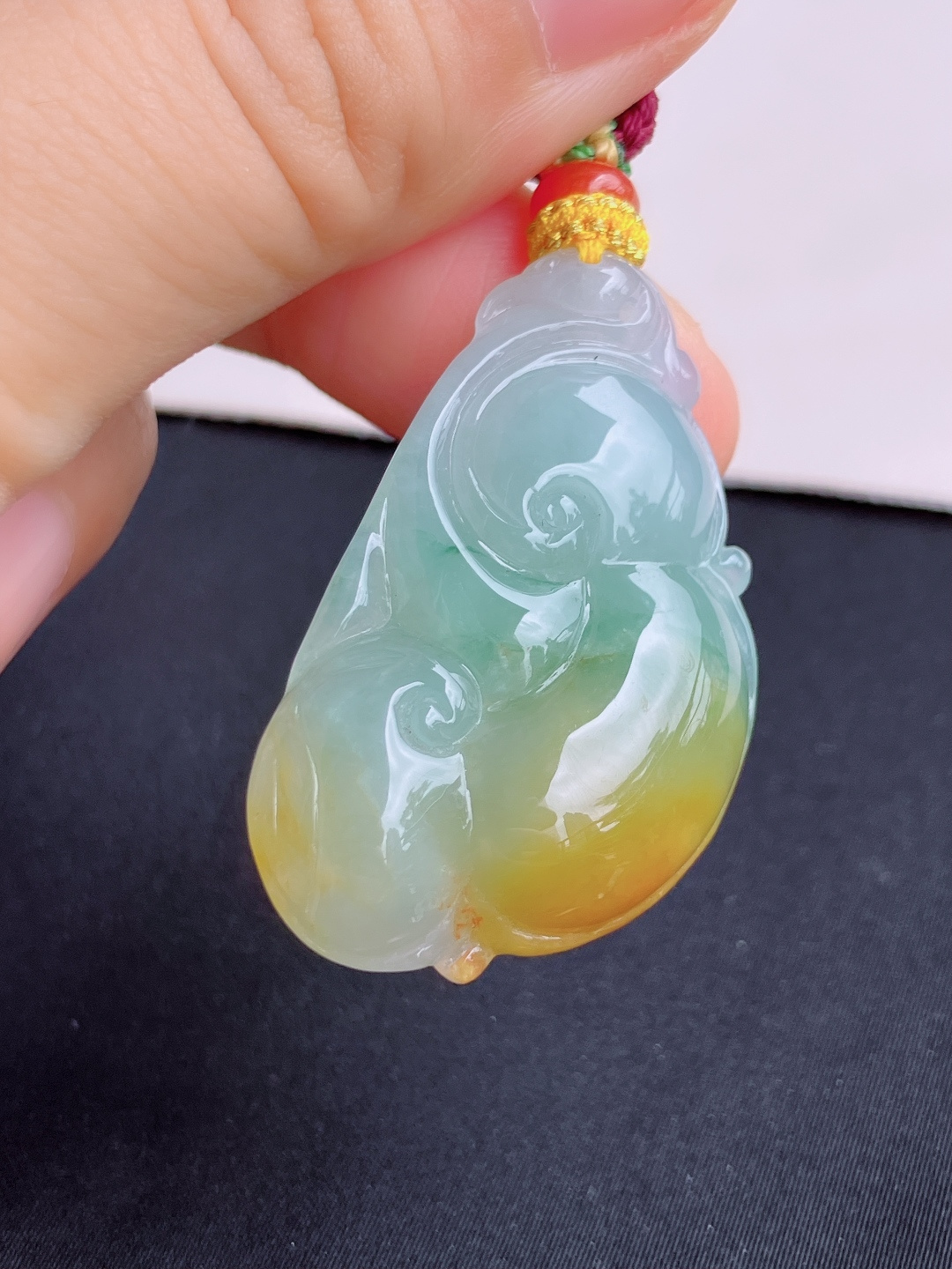 三彩如意，特色，尺寸38.8/24/7.8/自然光实拍