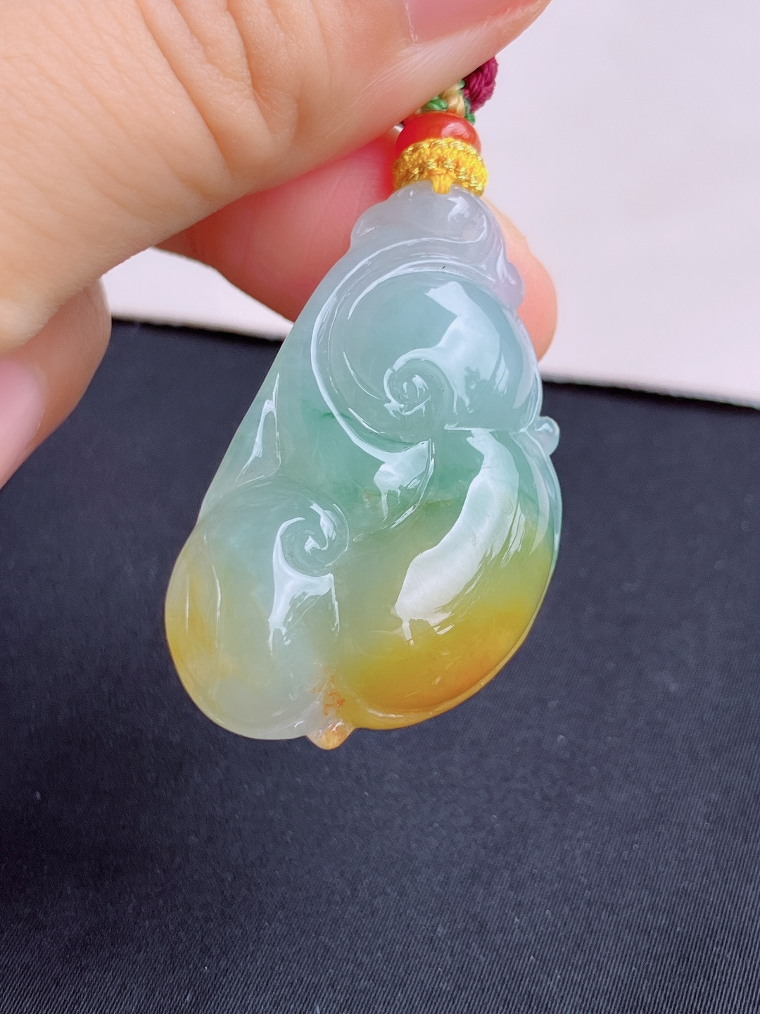 三彩如意，特色，尺寸38.8/24/7.8/自然光实拍
