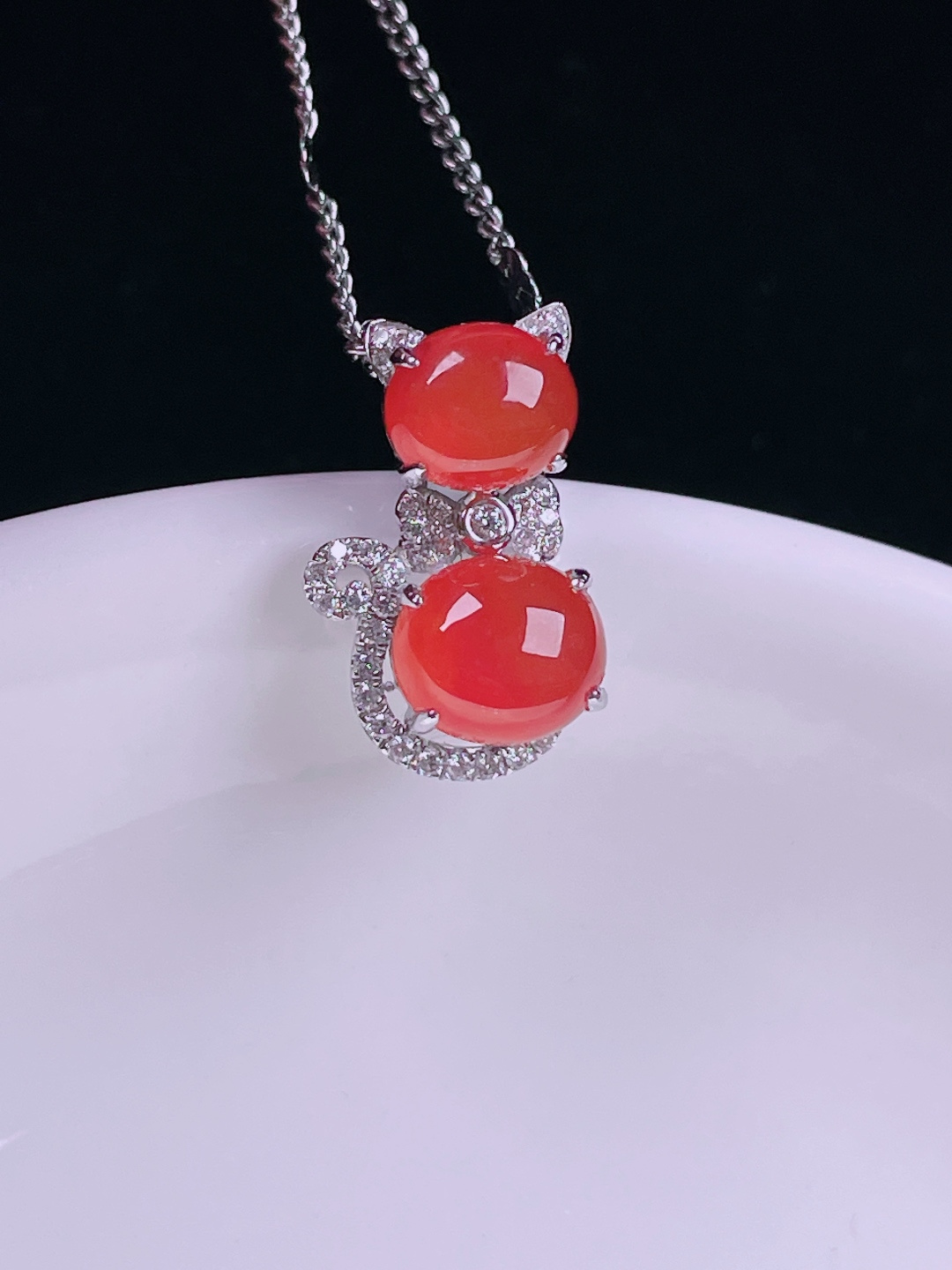 ️红翡招财猫，老种起光，细底通透，尺寸：16.8/10.3/7mm0716