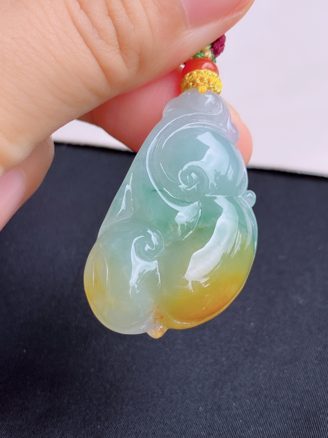 三彩如意，特色，尺寸38.8/24/7.8/自然光实拍