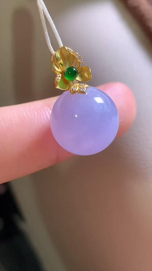 ️天然翡翠，冰紫珠18k金，尺寸13.2 bf714
