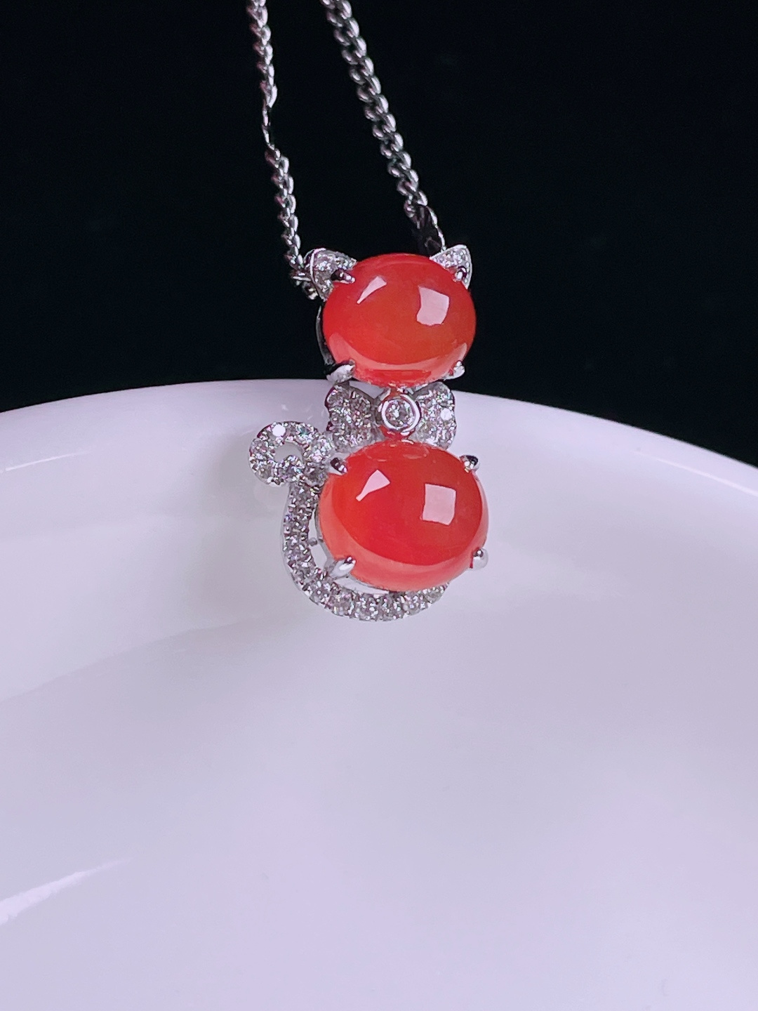 ️红翡招财猫，老种起光，细底通透，尺寸：16.8/10.3/7mm0716