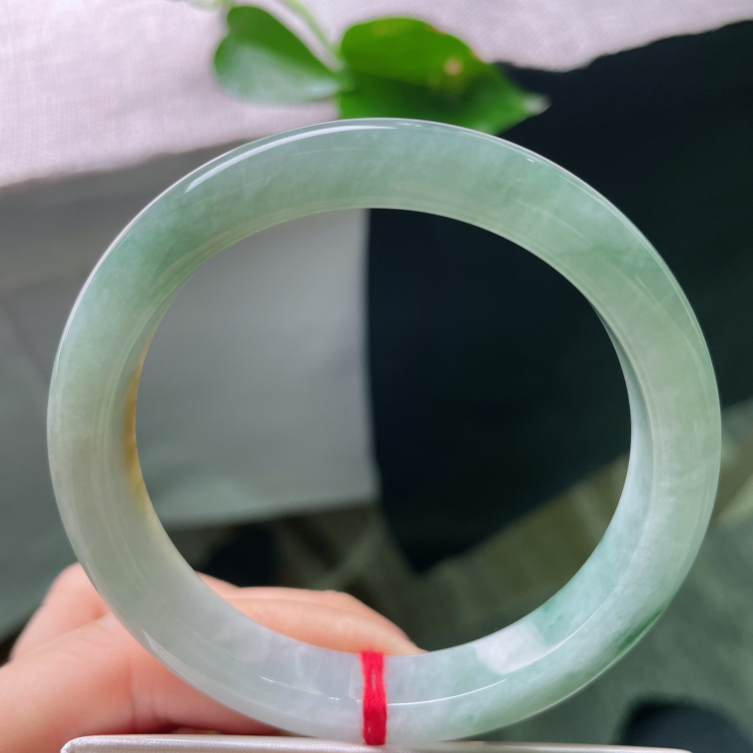 58.4/10.7/8.2绿底正圈，黄翡的碰撞，水润细腻，独树一帜，贵气，无裂，ss55951a