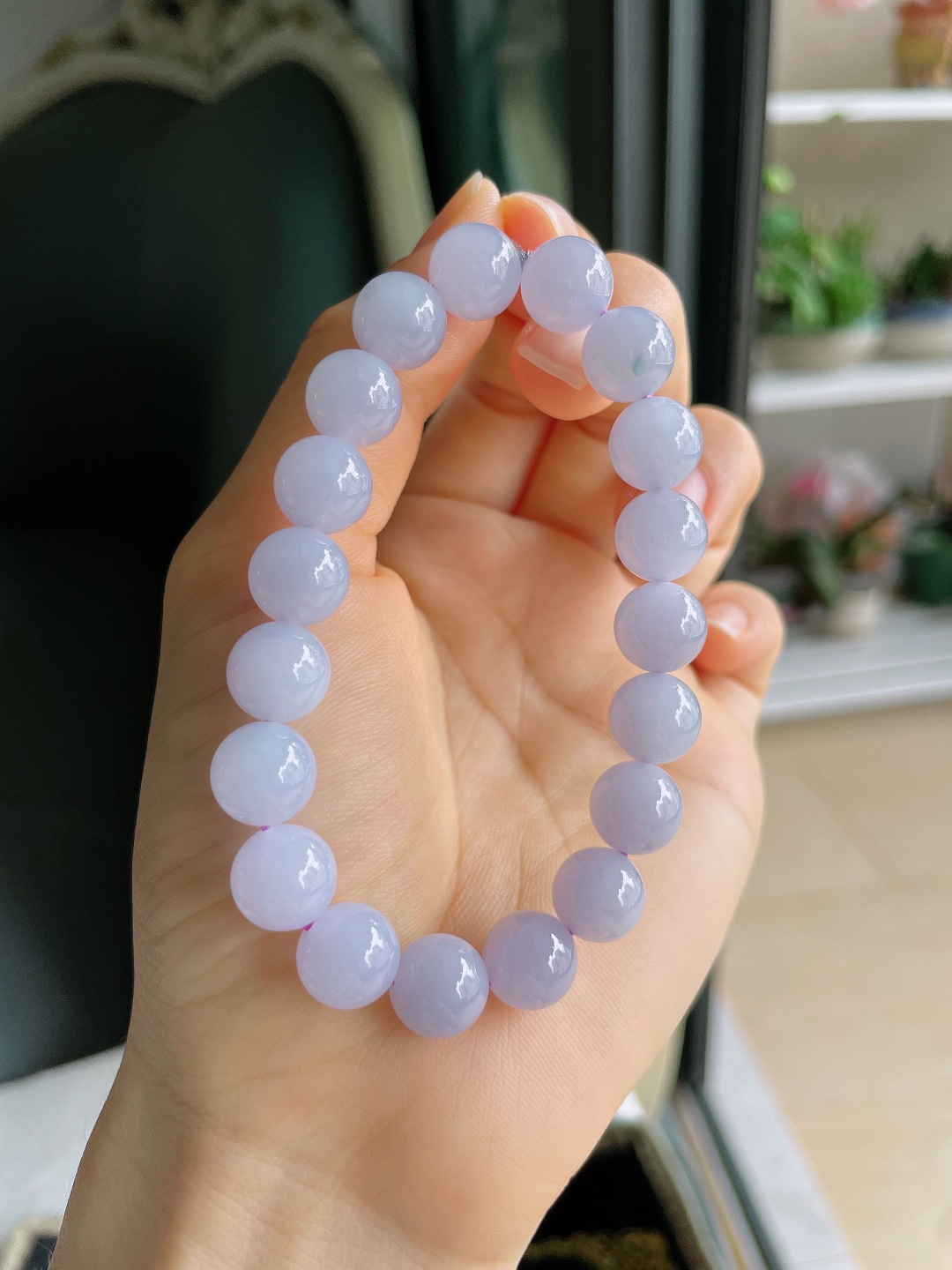 缅甸天然翡翠A货，冰手串，尺寸：10mm。【编3952】