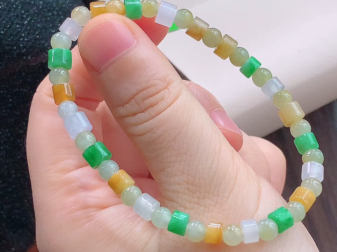 ️ 三彩路路通手串，度高，尺寸取一3.2-4.8/5.0mm，包A附证书