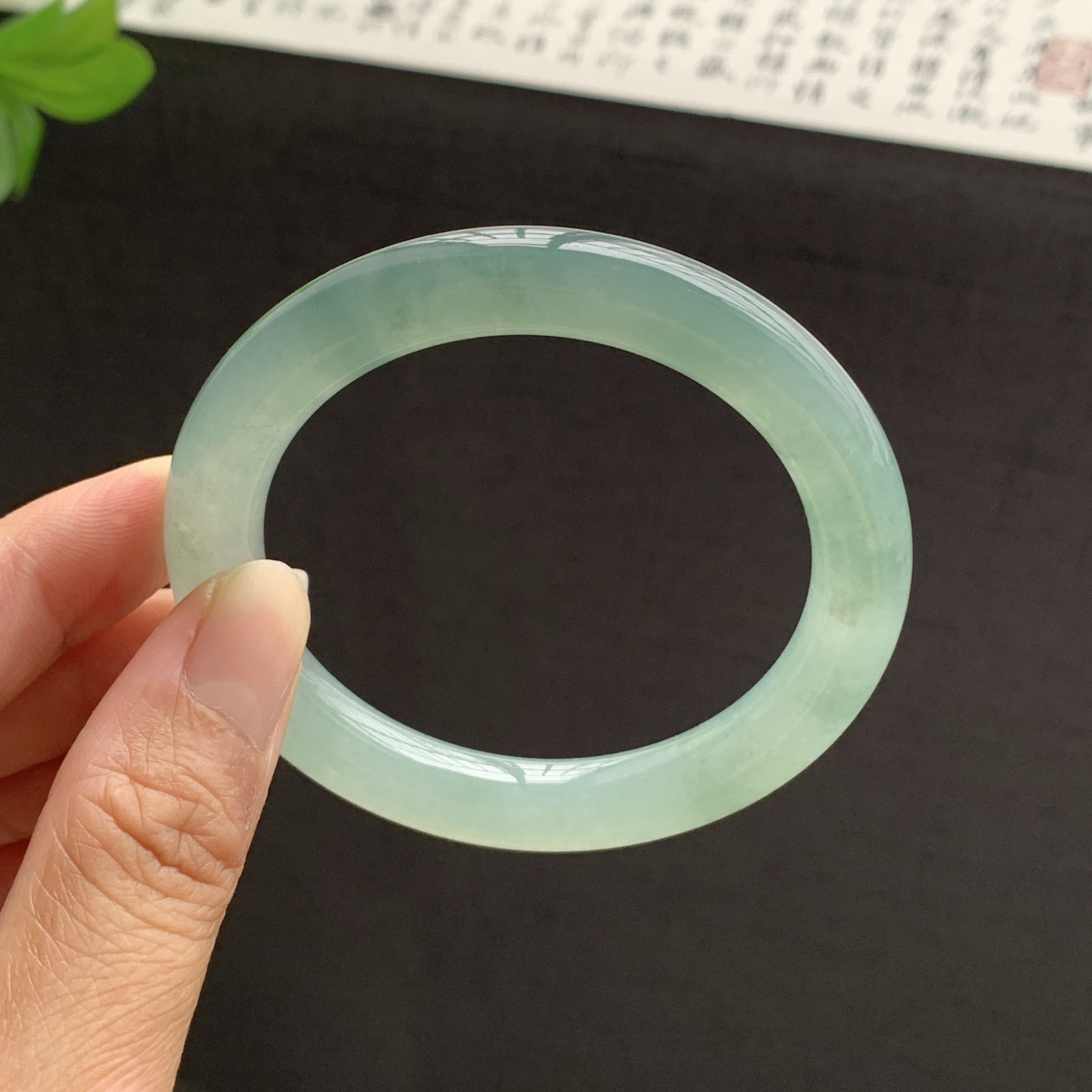 071510GX 飘花圆条翡翠手镯 53.4-9.8-9.3