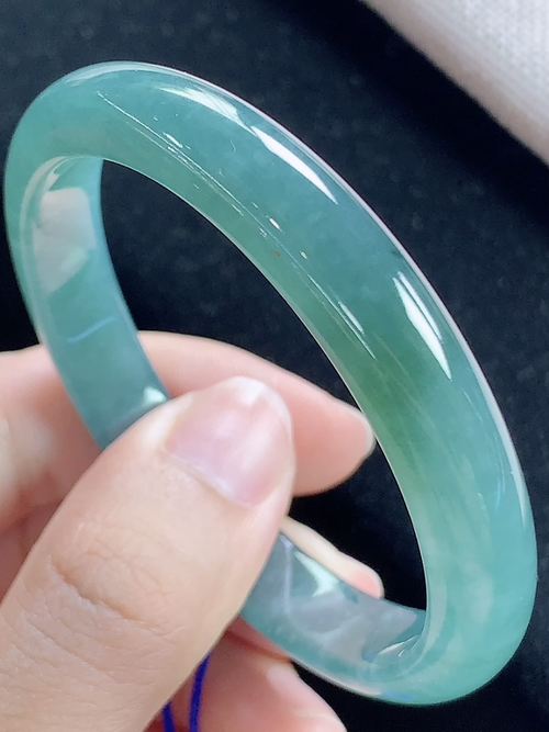 蓝水正圈手镯，无裂，尺寸54.5-9.9-6.5mm，Q16zg9