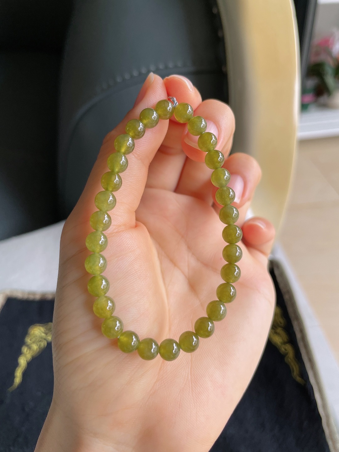 ️，天然翡翠A货，冰种冰黄翡手串，尺寸：6mm。【编3371】