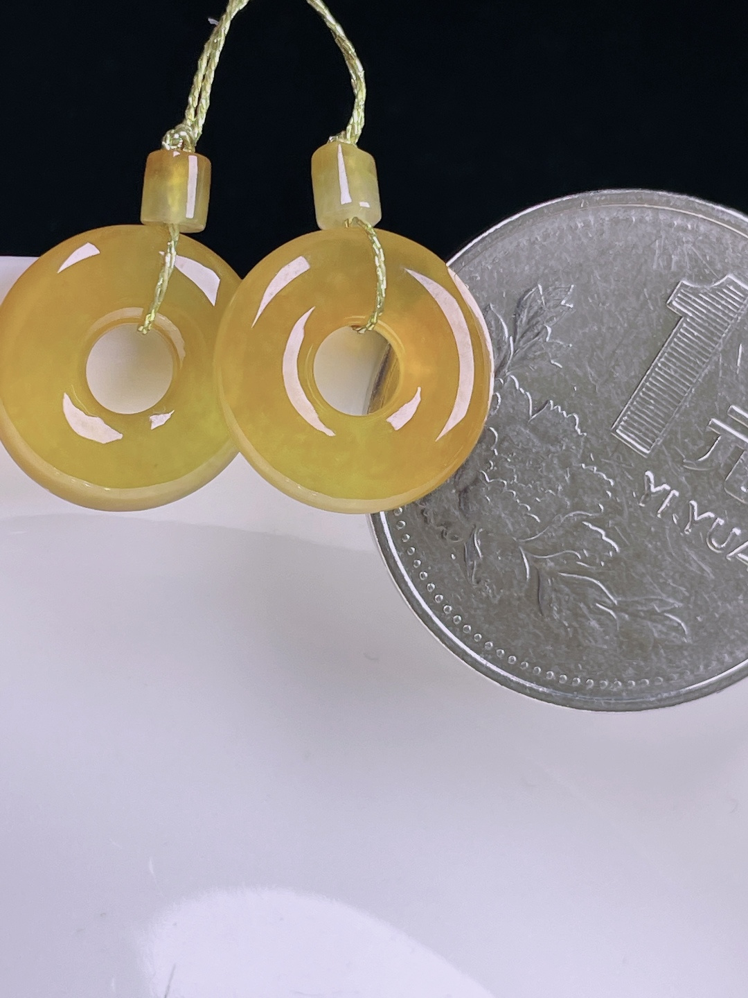 冰黄耳坠，老种起光，细底通透，尺寸：13/3mm0717