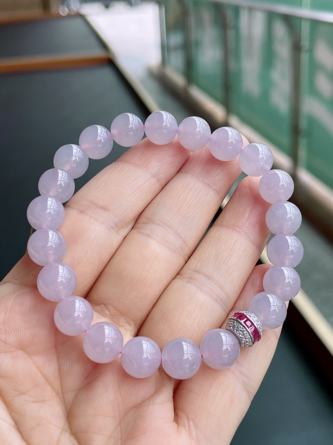 ️ 冰种手链 色泽均匀，珠圆玉润 尺寸：8.8