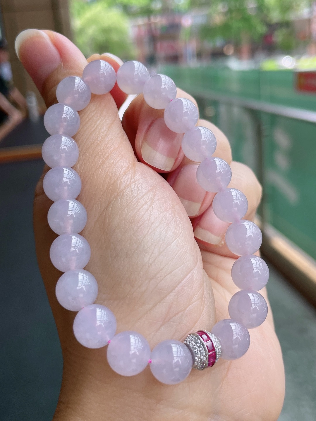 ️ 冰种手链 色泽均匀，珠圆玉润 尺寸：8.8