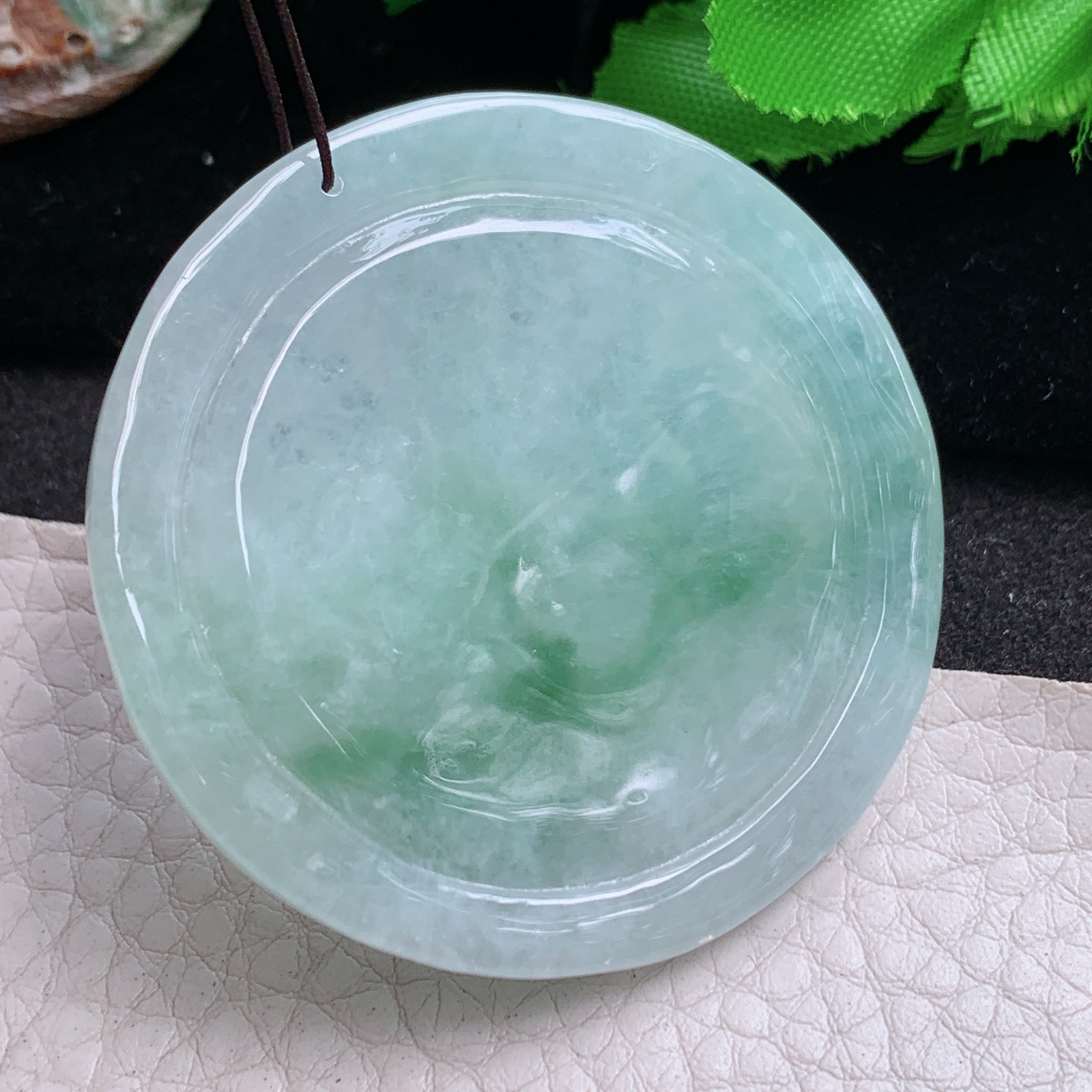 Zen实拍49.3*6.8缅甸翡翠精雕飘花普贤菩萨 生肖守护神玉吊坠