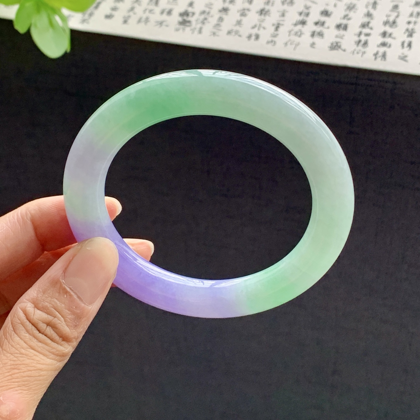 071705SY 56圆条春彩浓紫翡翠手镯w 56.6-10.8-10.8
