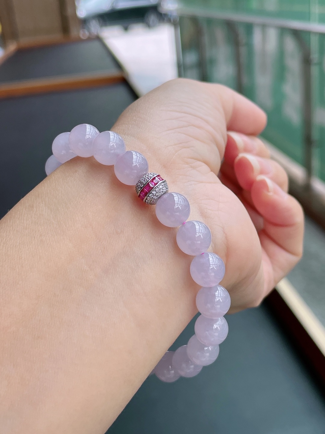 ️ 冰种手链 色泽均匀，珠圆玉润 尺寸：8.8