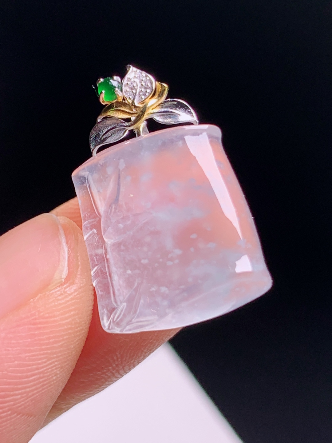 竹节吊坠，雪花棉意境缥缈，竹雕挺拔寓节节高升 530714