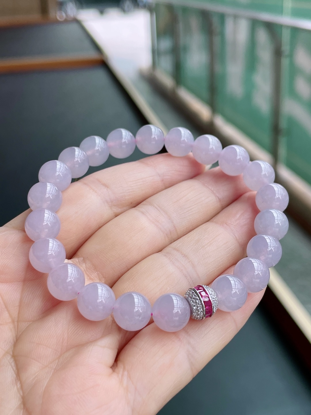 ️ 冰种手链 色泽均匀，珠圆玉润 尺寸：8.8