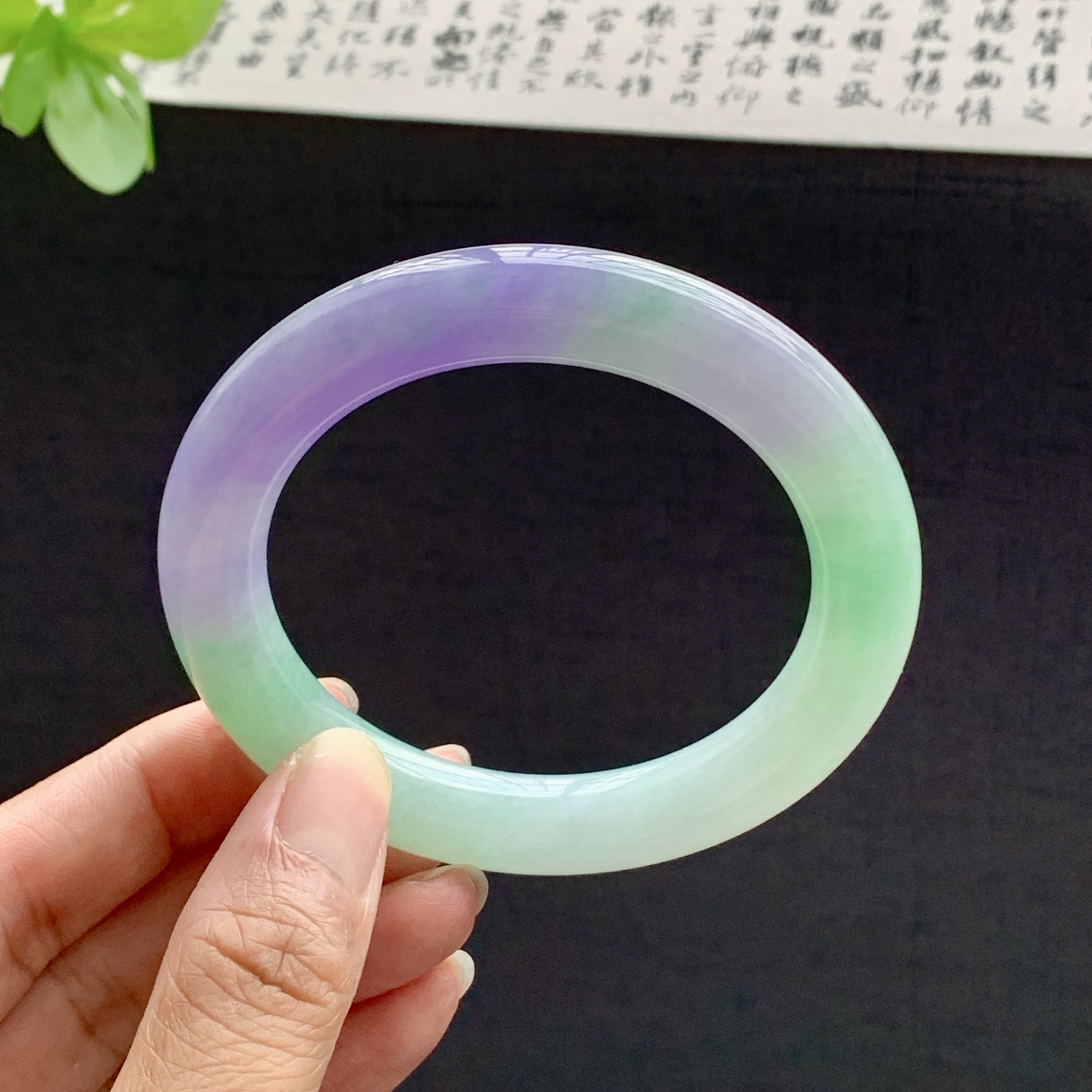 071705SY 56圆条春彩浓紫翡翠手镯w 56.6-10.8-10.8