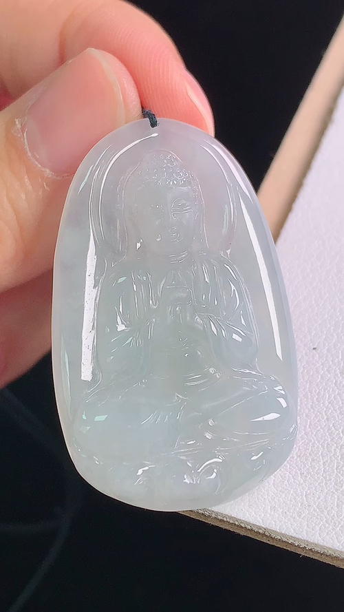 ️冰种大日如来，无裂，尺寸:39.6-24.7-6.0mm 15