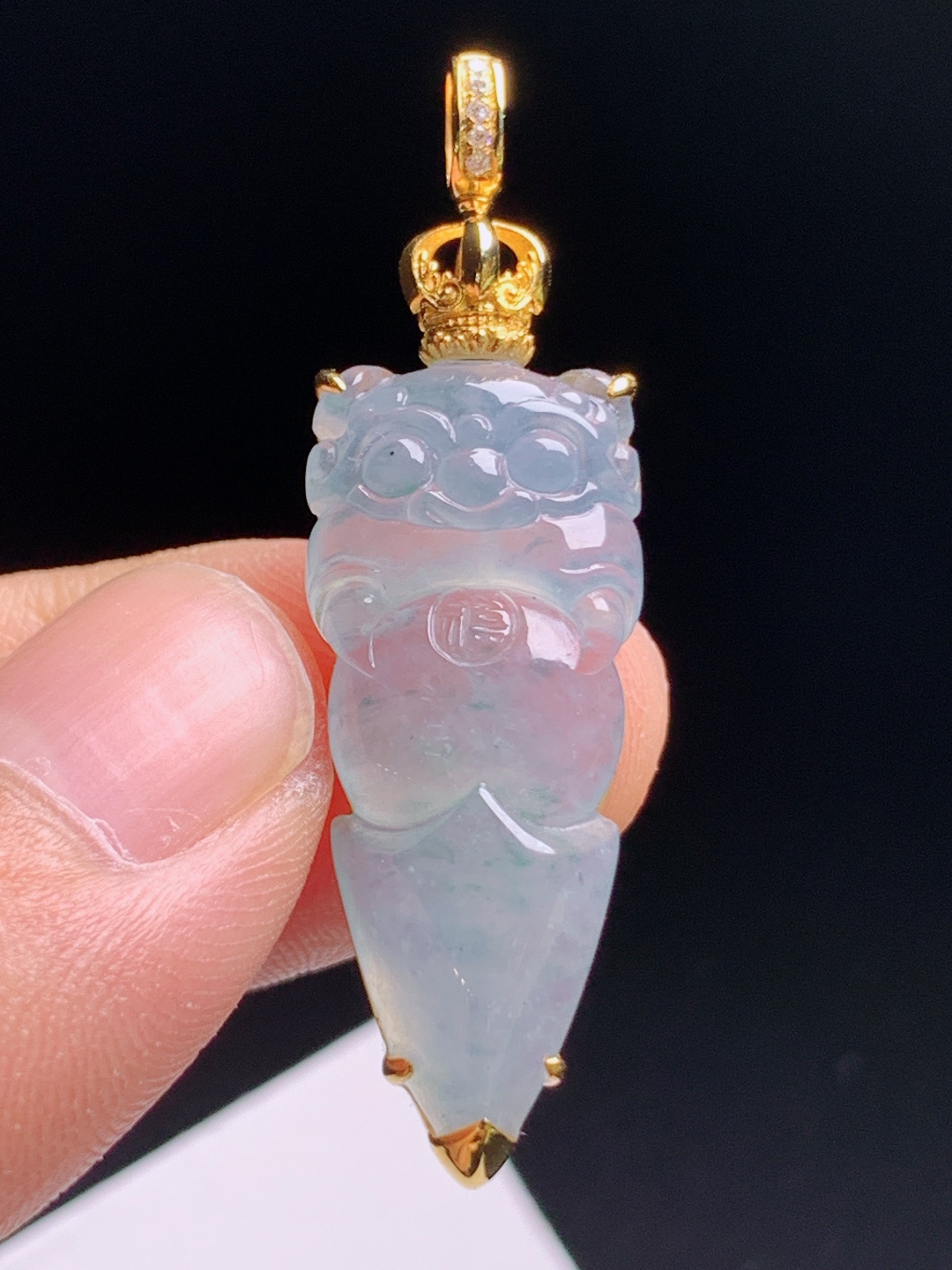 醒狮吊坠，胶感十足，金镶精致，祥瑞护身