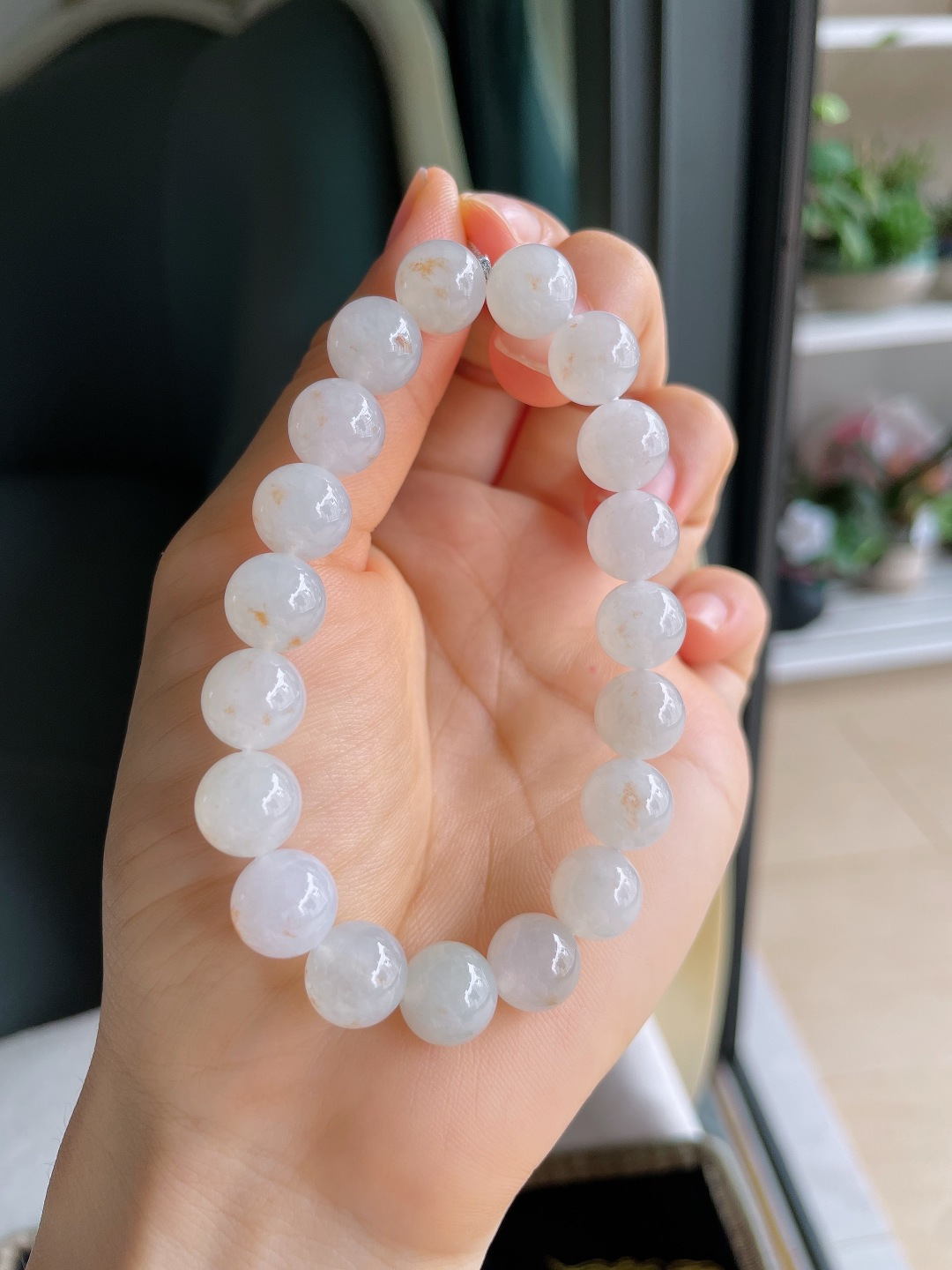 ️，缅甸天然翡翠A货，飘黄翡手串，尺寸：10mm。【编4399】
