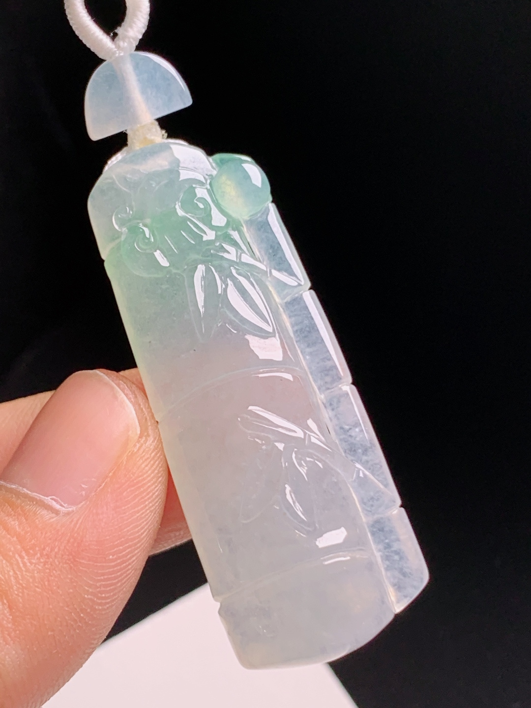 ️ 冰种飘绿竹节，种水通透雕工流畅，竹报平安清雅耐看 0807