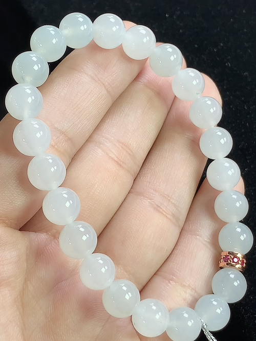 冰种玉珠手串，尺寸8.0mm，Q18xtg