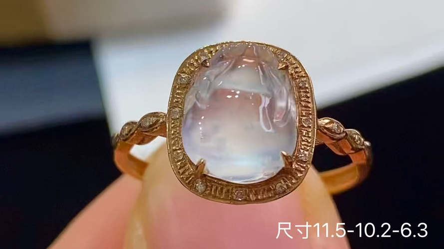 18k金+钻玻璃种貔貅戒指，无裂，11.5-10.2-6.3