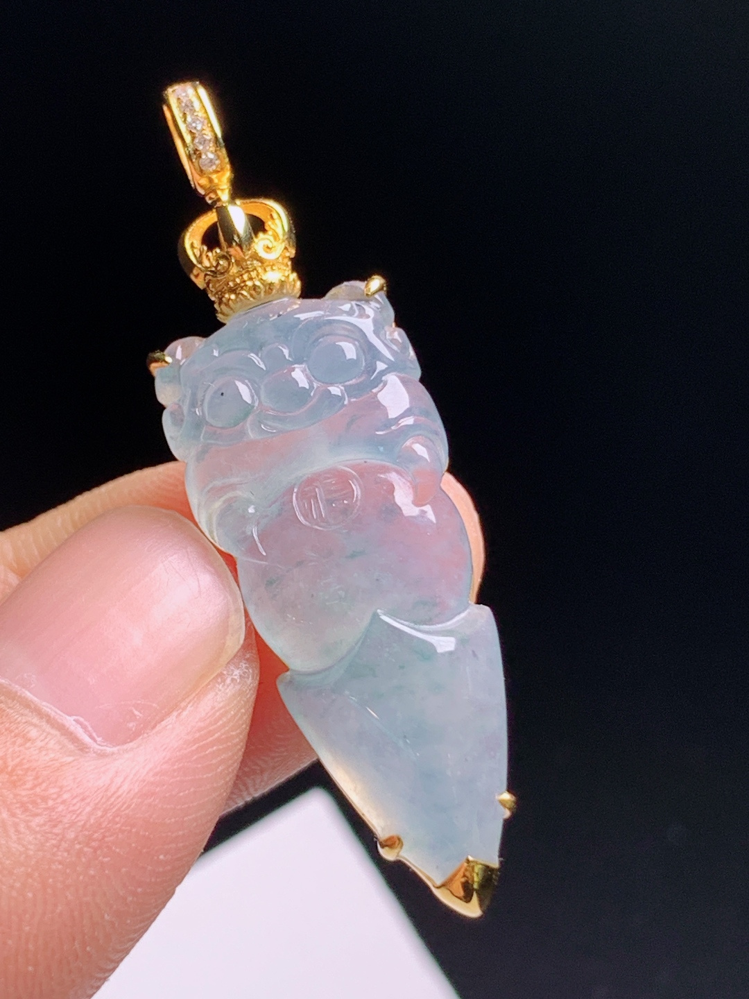 醒狮吊坠，胶感十足，金镶精致，祥瑞护身