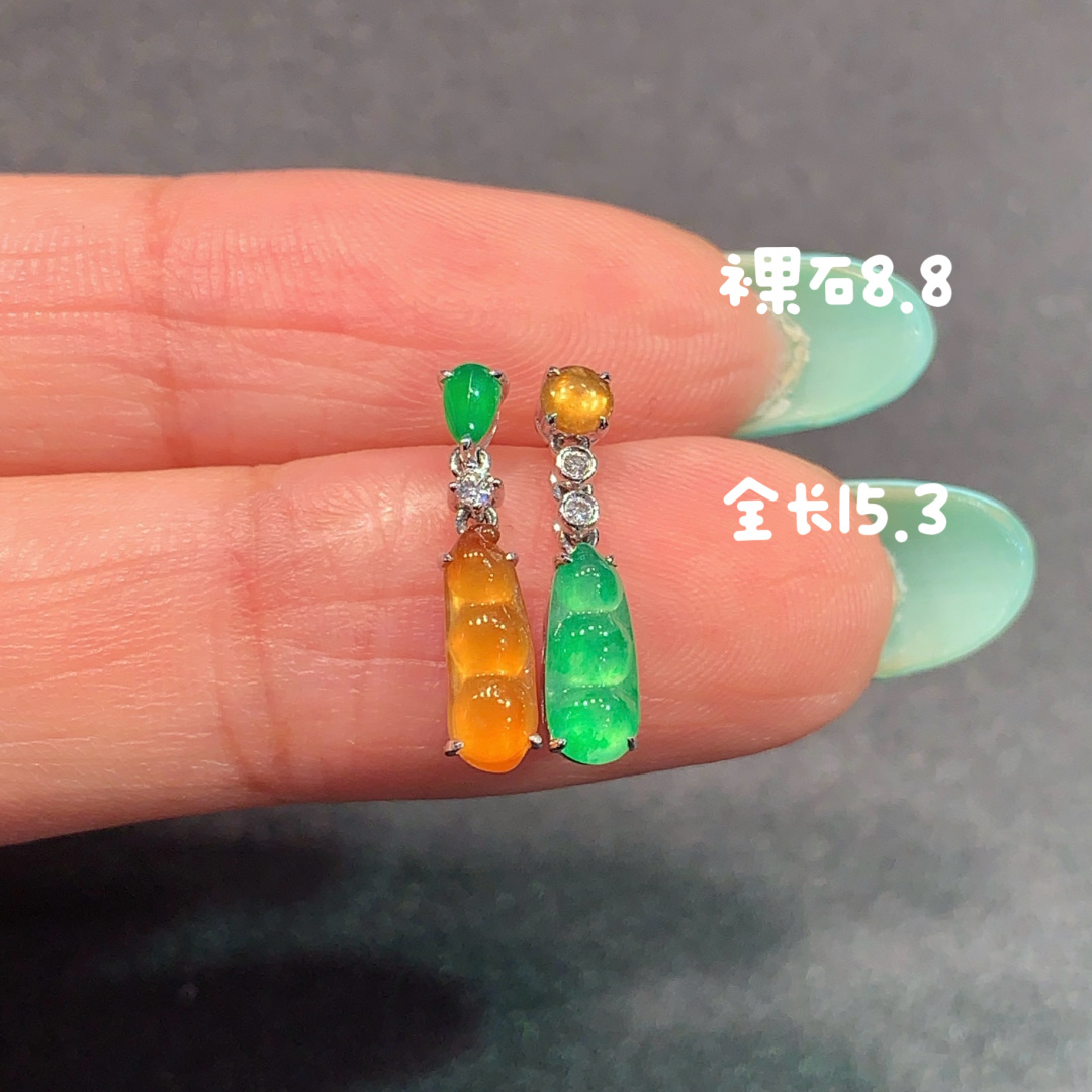 ️黄绿双拼福豆耳环，颜色靓丽又时尚，15.3