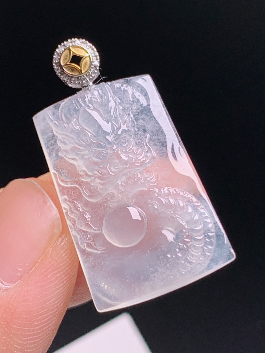 ️ 龙吊坠，冰透纯净，浮雕工艺，霸气显贵 裸石25.7-16.5-5 整体31.6 08