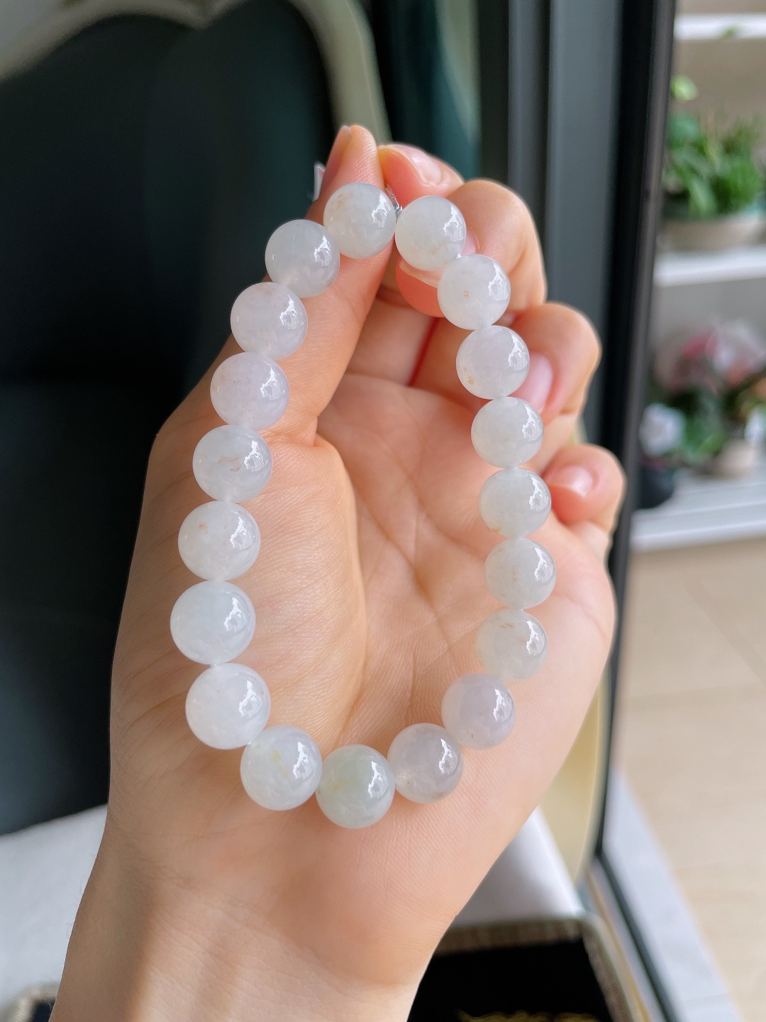 ️，缅甸天然翡翠A货，飘黄翡手串，尺寸：10mm。【编4399】