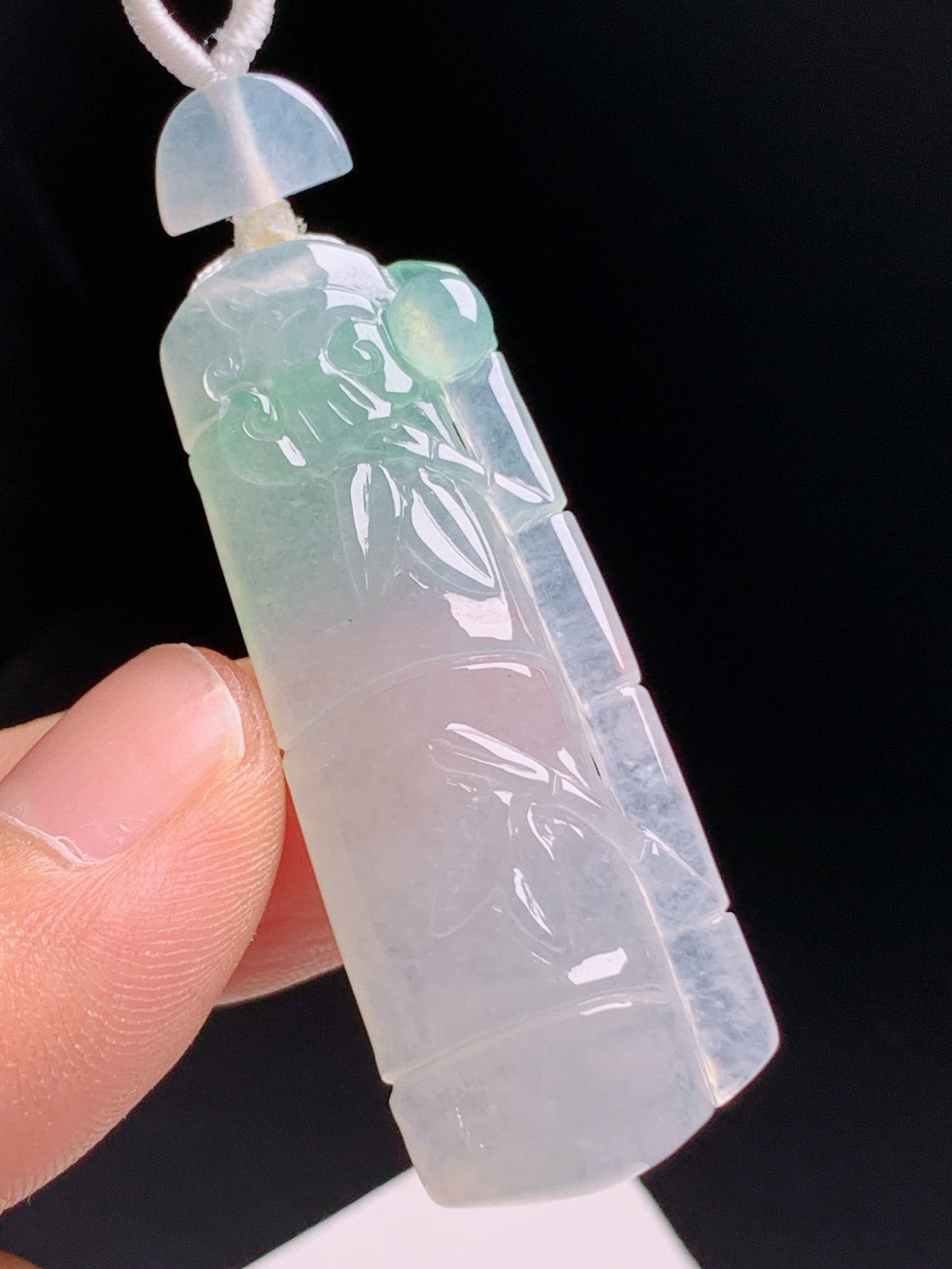 ️ 冰种飘绿竹节，种水通透雕工流畅，竹报平安清雅耐看 0807