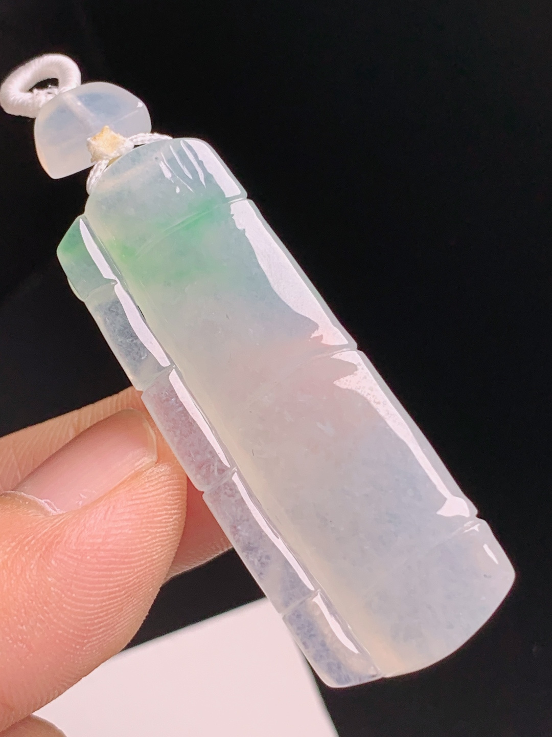 ️ 冰种飘绿竹节，种水通透雕工流畅，竹报平安清雅耐看 0807