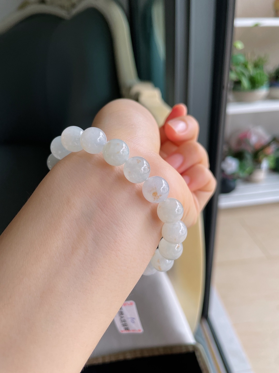 ️，缅甸天然翡翠A货，飘黄翡手串，尺寸：10mm。【编4399】