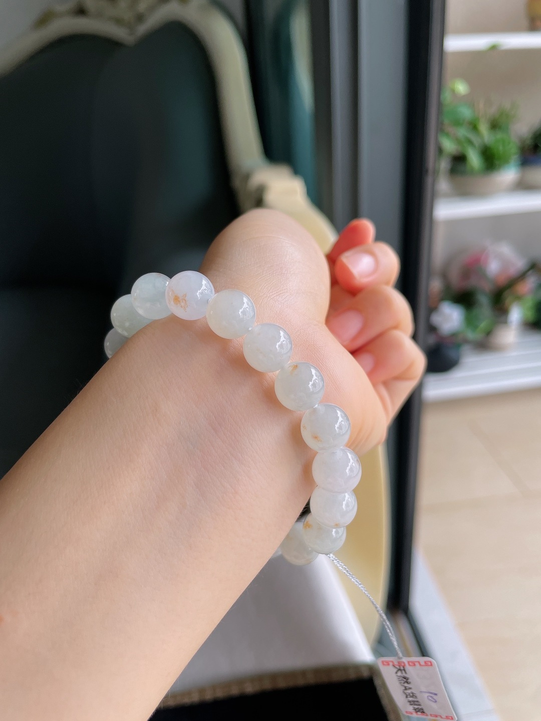 ️，缅甸天然翡翠A货，飘黄翡手串，尺寸：10mm。【编4399】