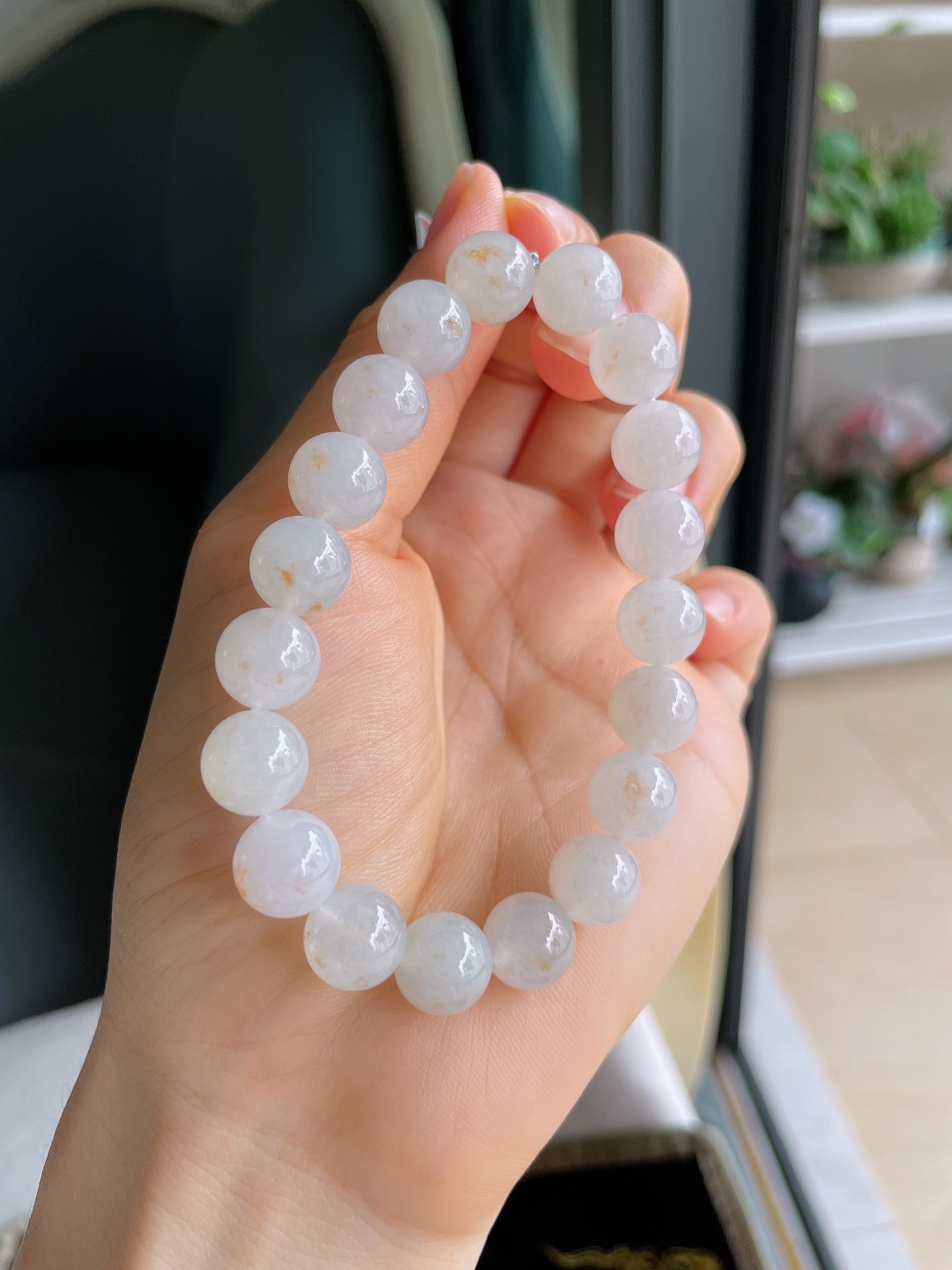 ️，缅甸天然翡翠A货，飘黄翡手串，尺寸：10mm。【编4399】