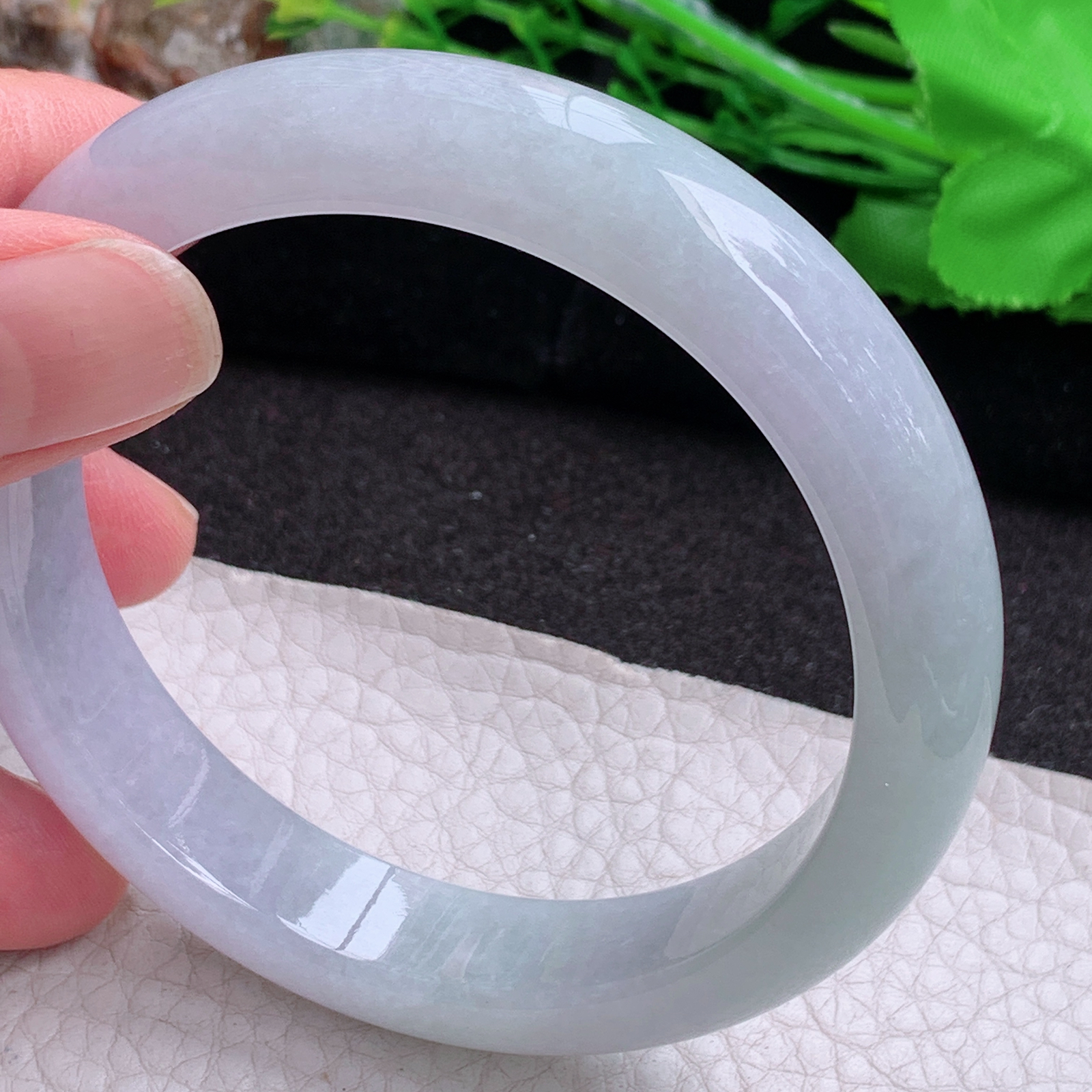 js大圈口60*13*8.3平安镯 缅甸翡翠a货玉手镯高品质春带彩正圈玉手环