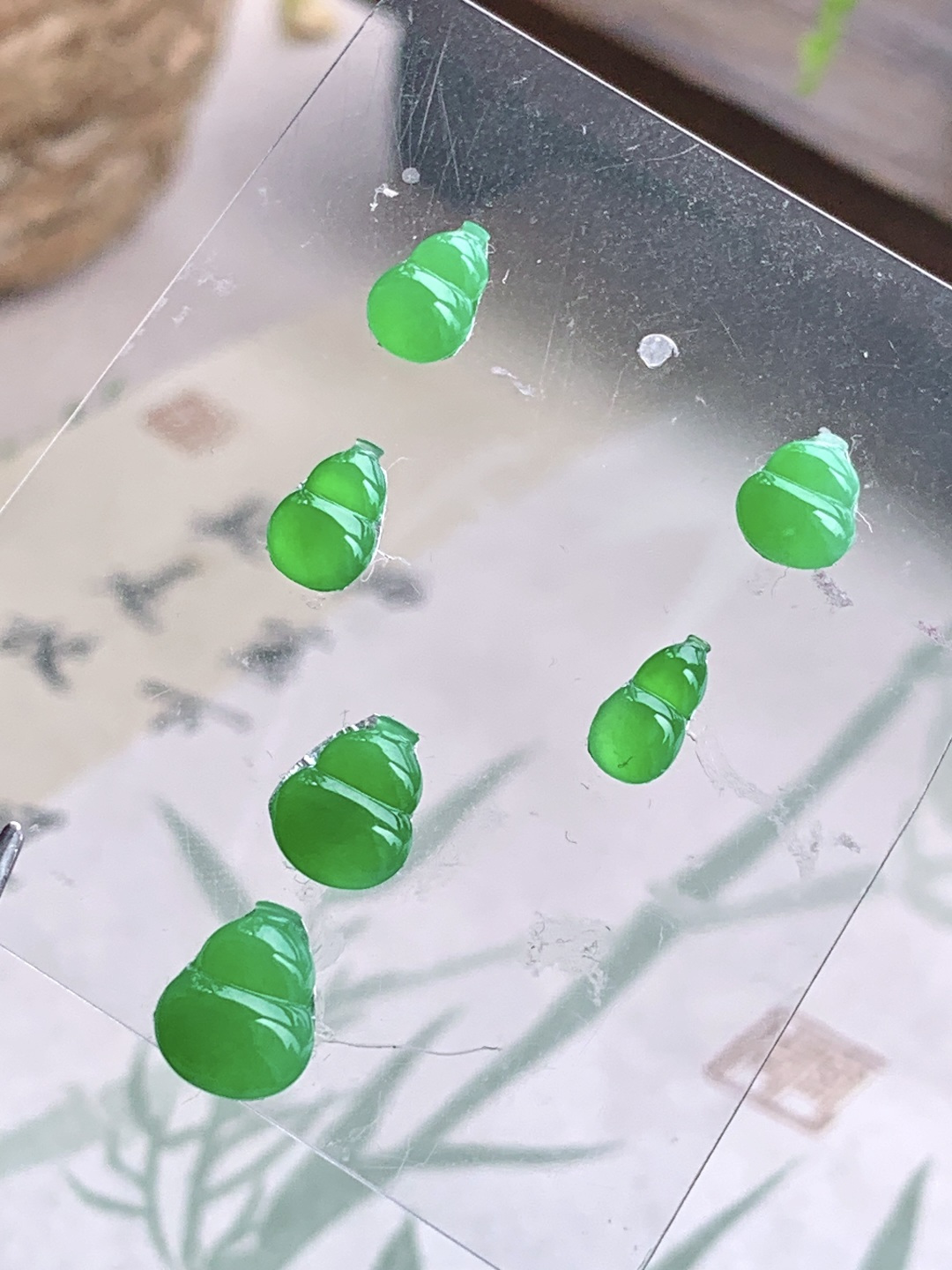 糯冰阳绿葫芦一套 缅料 性比高 尺寸9-7.3-3 重量2.2克