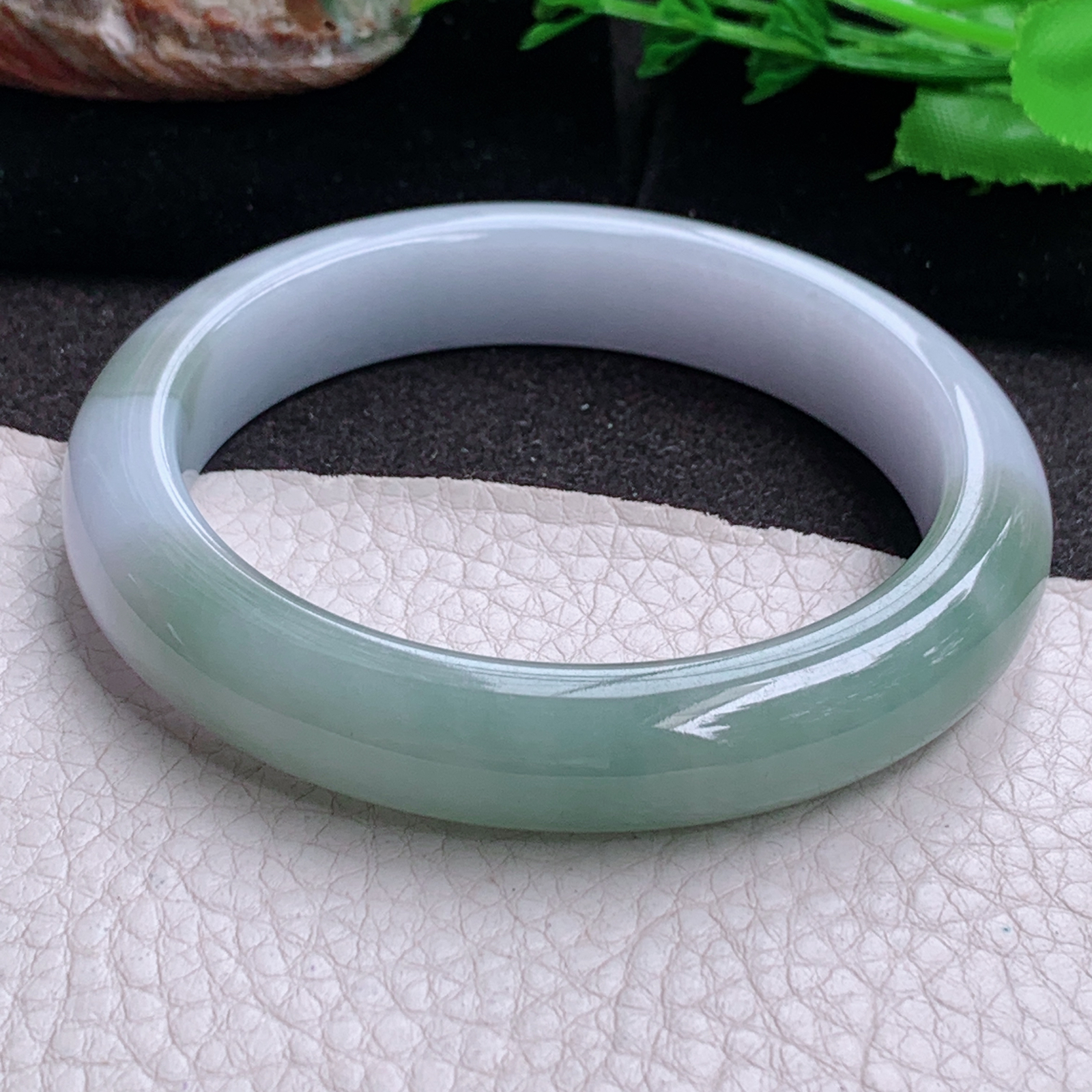 z实拍59.5*12.2*9.2招财平安镯 缅甸翡翠a货玉手镯高品质半山水正圈玉手环