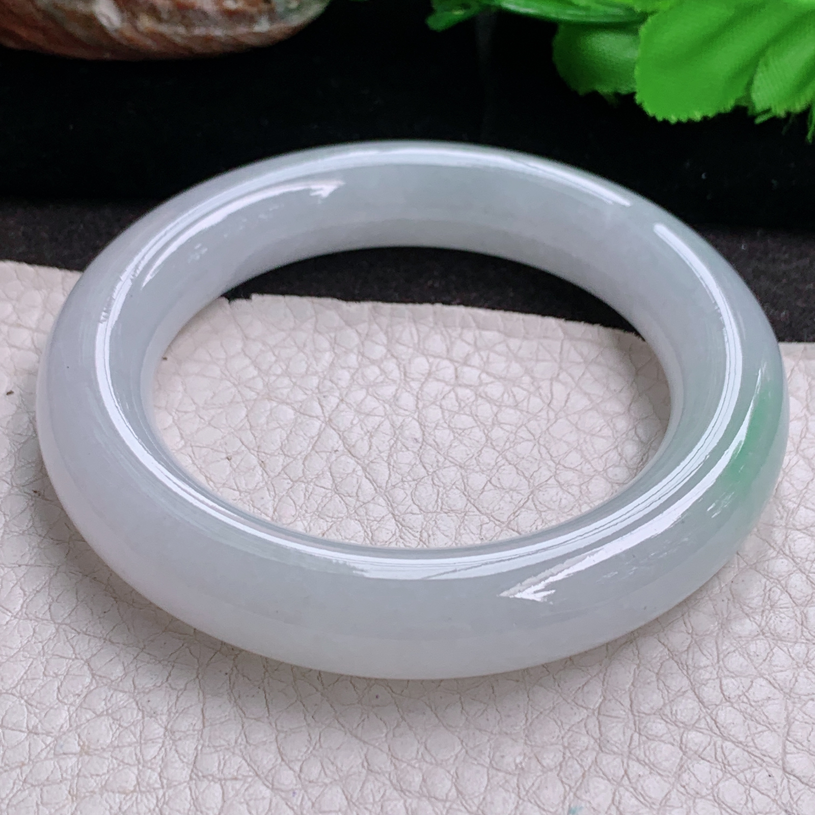 ss实拍54.6*12*11.8胖圆镯 缅甸翡翠a货玉手镯高品质清爽圆条玉手环
