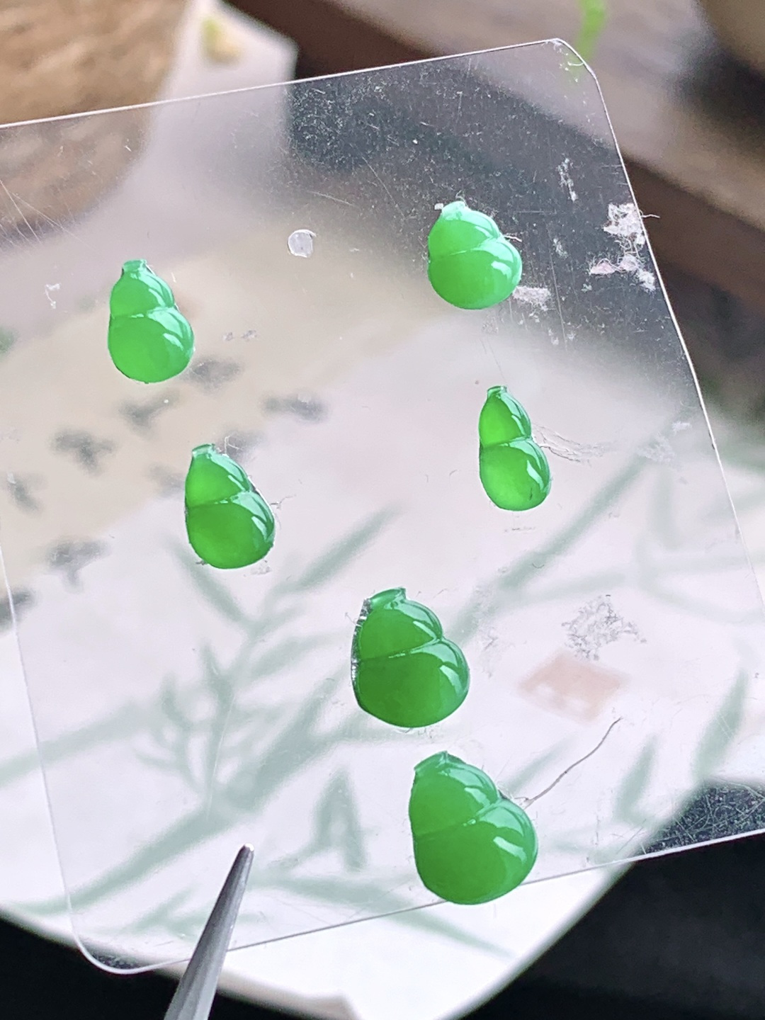 糯冰阳绿葫芦一套 缅料 性比高 尺寸9-7.3-3 重量2.2克