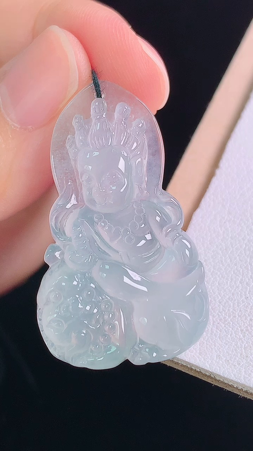 ️冰种文殊菩萨，无裂，尺寸:35.7-21.6-5.2mm 18