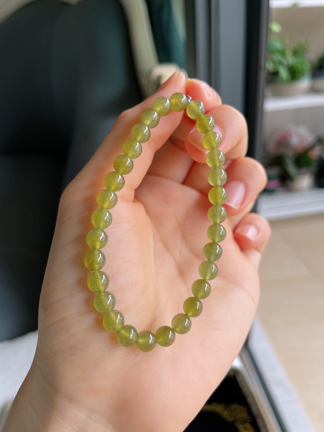 ️，缅甸天然翡翠A货，冰种冰黄翡手串，尺寸：6mm。【编3370】